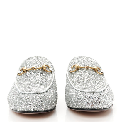 Gucci Glitter Womens Princetown Slippers 36 Silver 2 of 9