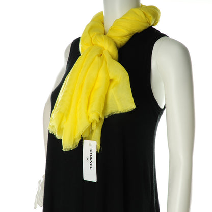 Chanel Modal Cashmere Sequins CC Scarf Yellow 2 of 6