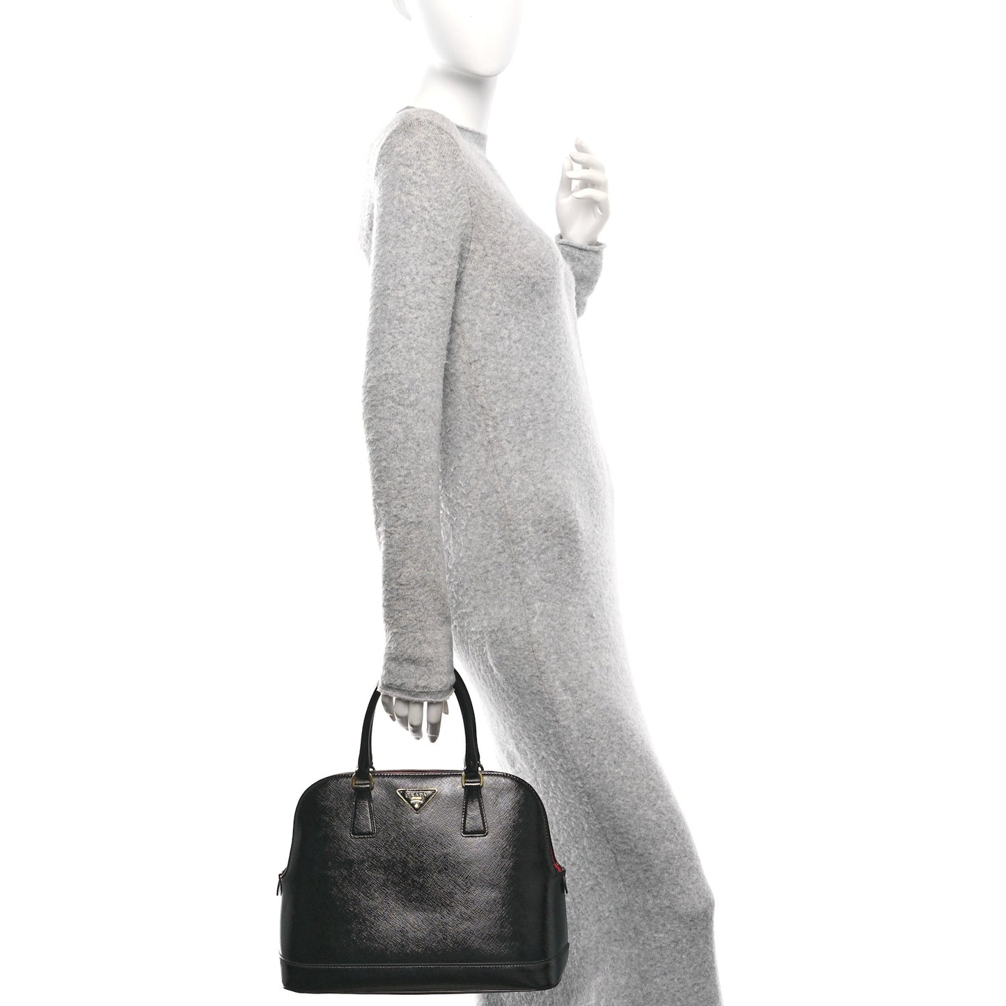 Saffiano Vernice Open Promenade Tote Black Rosso