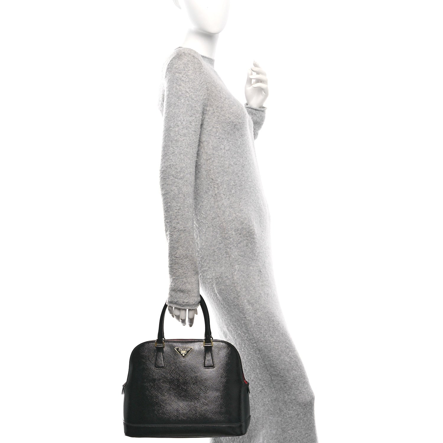 Prada Saffiano Vernice Open Promenade Tote Black Rosso 2 of 11
