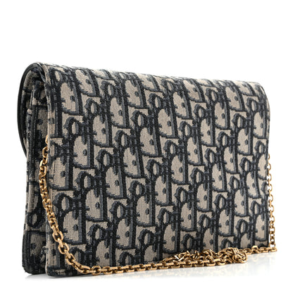 Christian Dior Oblique Saddle Chain Pouch Blue 3 of 12