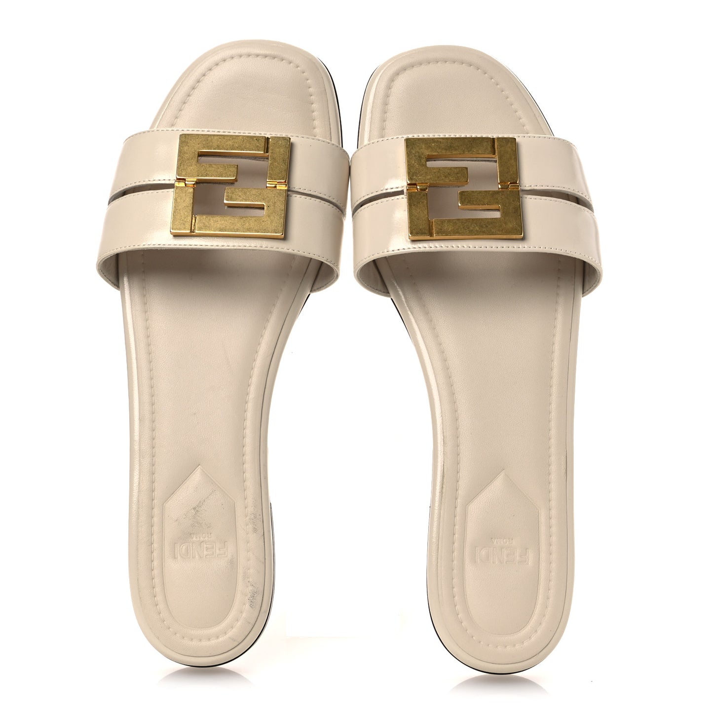 Vitello Cuoio FFold Flat Slide Sandals 39 Off-White