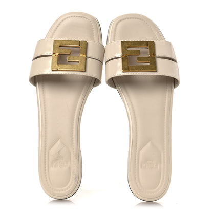 Fendi Vitello Cuoio FFold Flat Slide Sandals 39 Off-White 2 of 10