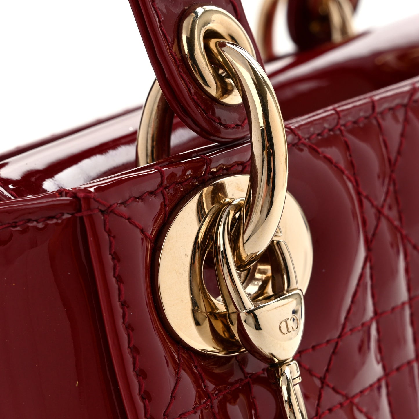Patent Cannage Mini Lady Dior Red