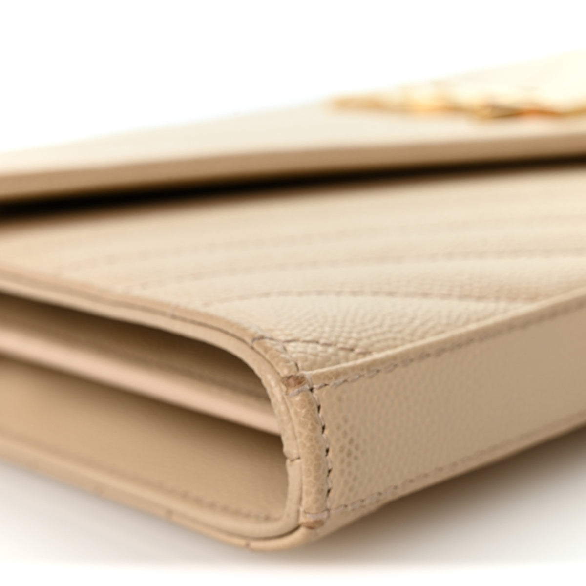 Saint Laurent Grain De Poudre Matelasse Chevron Monogram Chain Wallet Nude Powder 9 of 12