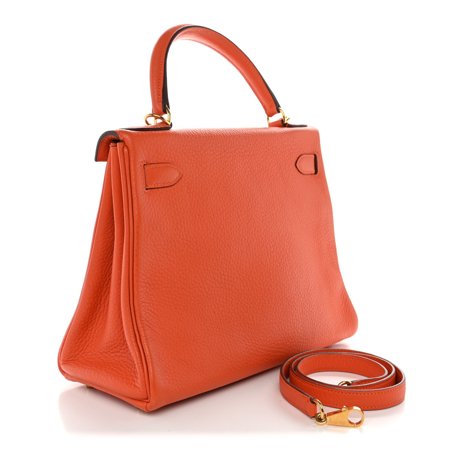 Hermes Taurillon Clemence Kelly Retourne 28 Orange 3 of 12