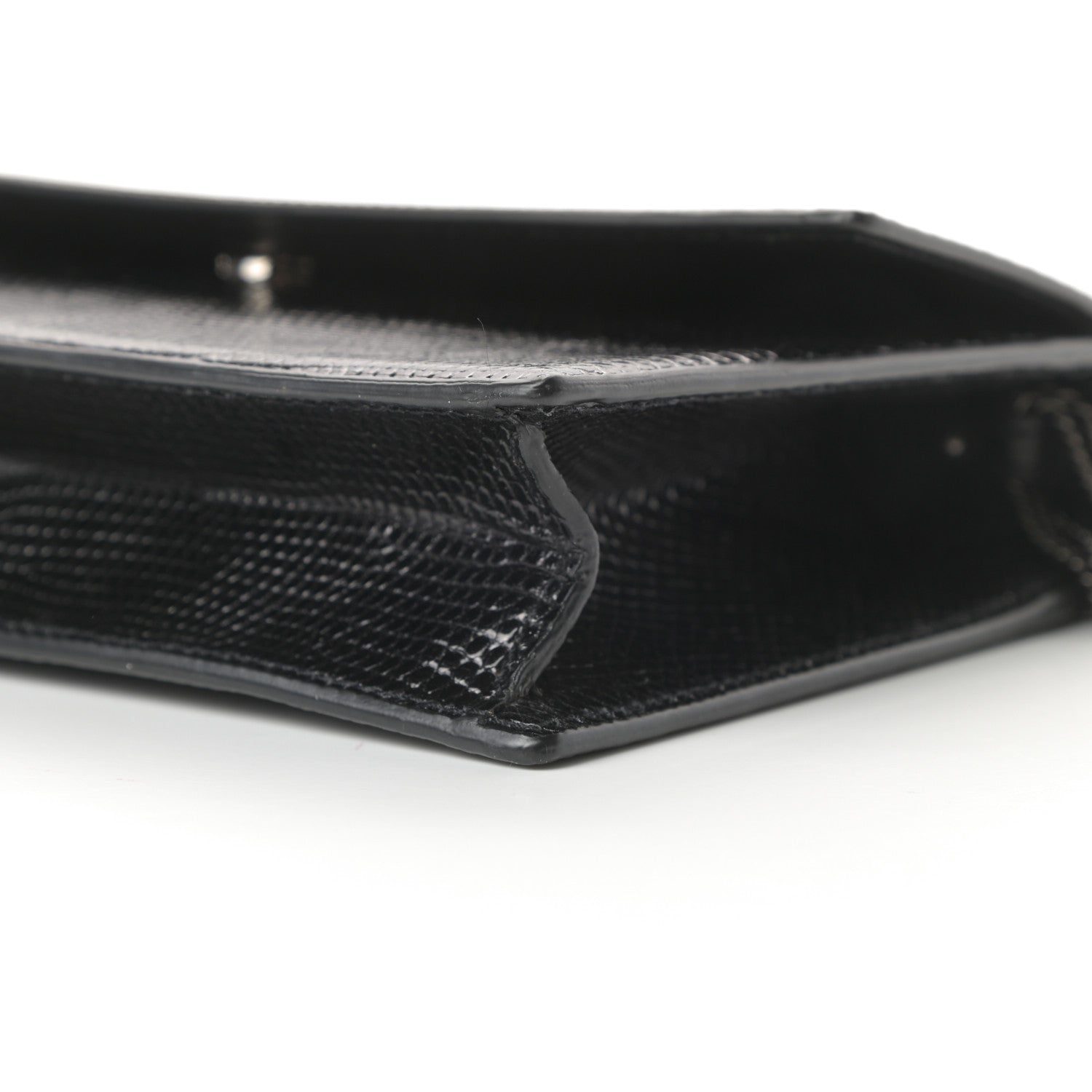 Saint Laurent Calfskin Lizard Embossed Small Pochette Black 10 of 11