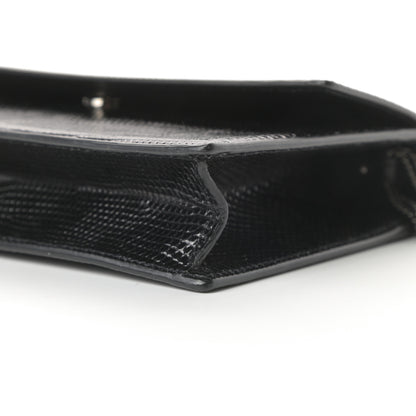 Saint Laurent Calfskin Lizard Embossed Small Pochette Black 10 of 11