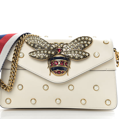 Gucci Nappa Pearl Studded Mini Queen Margaret Broadway Shoulder Bag Mystic White 9 of 9