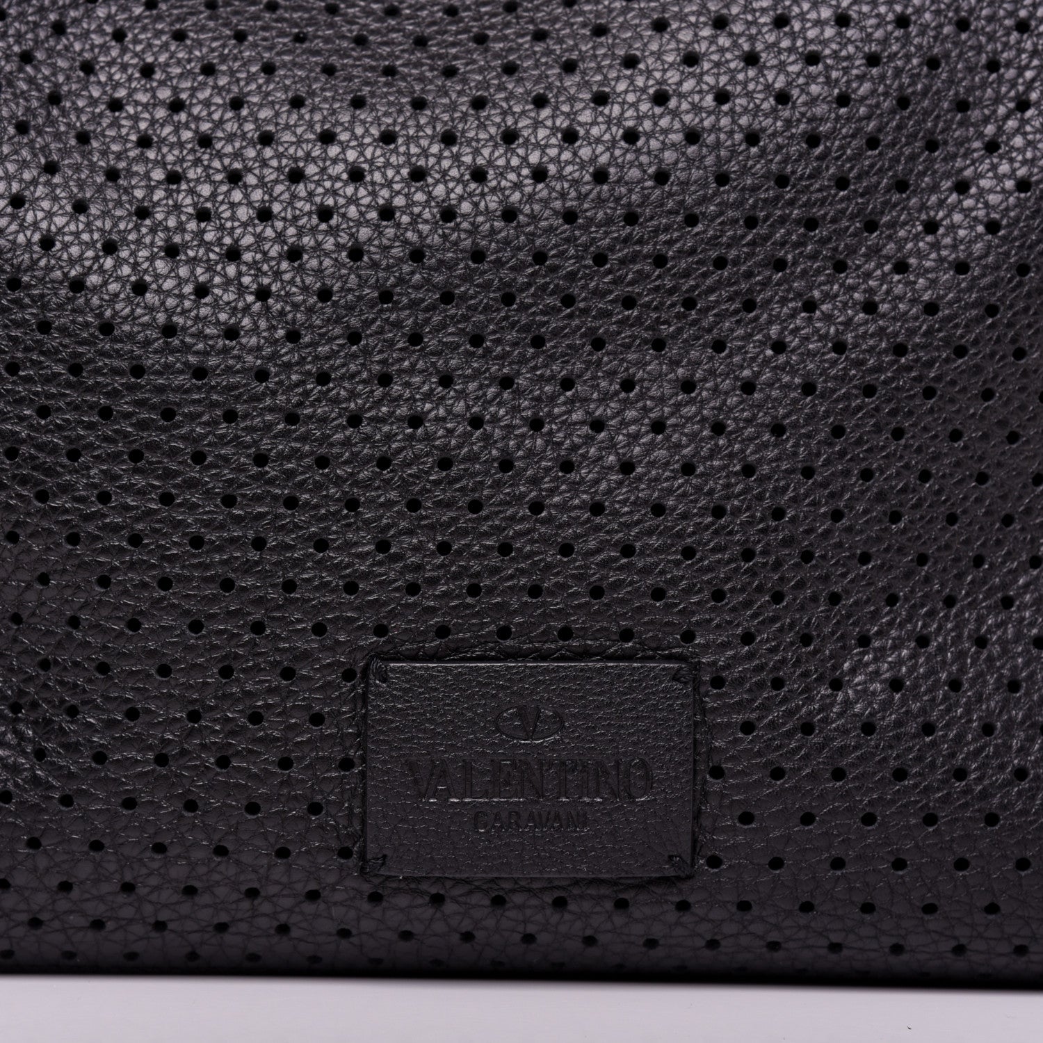 Valentino Garavani Calfskin Perforated Rockstud Large Travel Briefcase Black 10 of 10