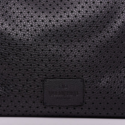 Valentino Garavani Calfskin Perforated Rockstud Large Travel Briefcase Black 10 of 10