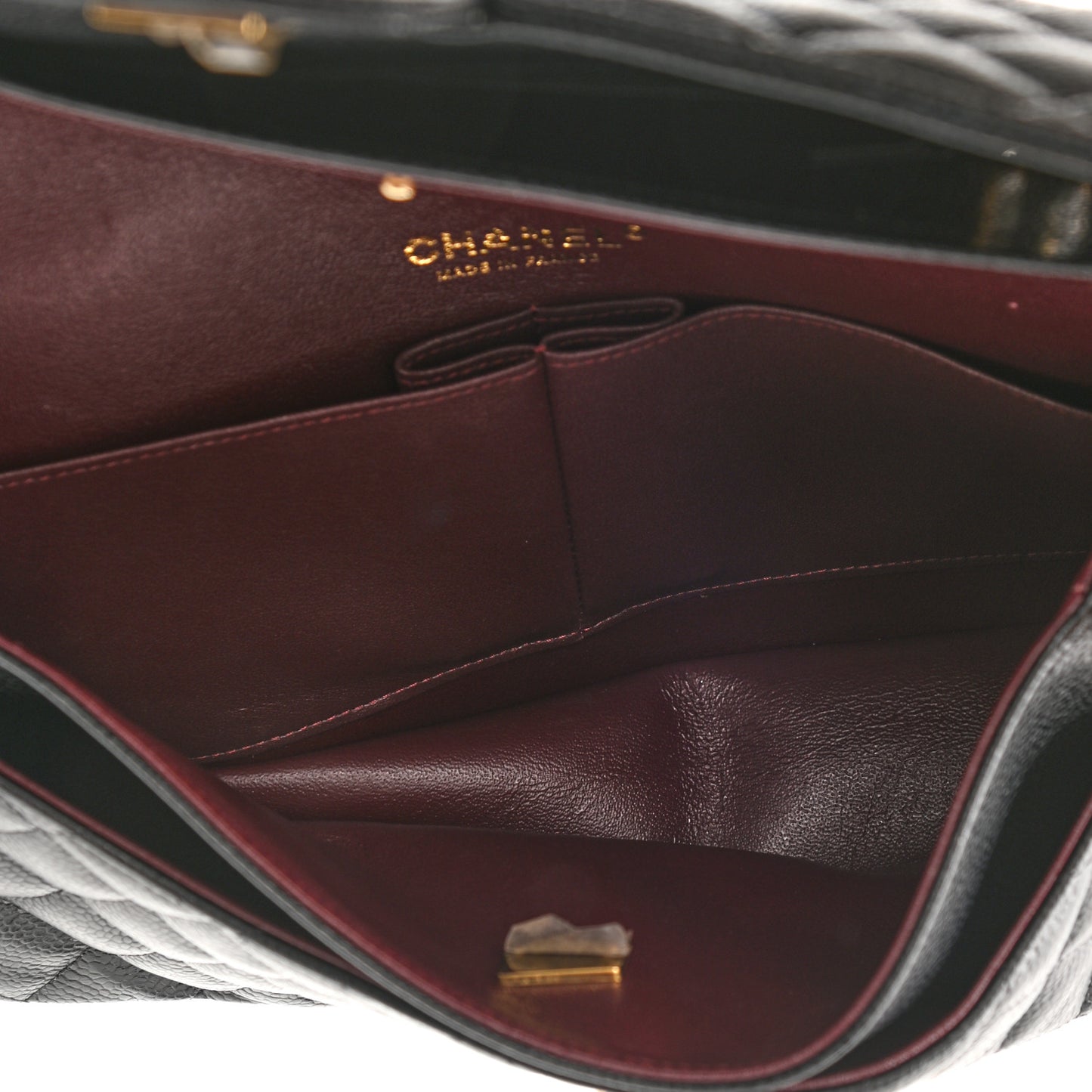 Caviar Quilted Medium Double Flap Black