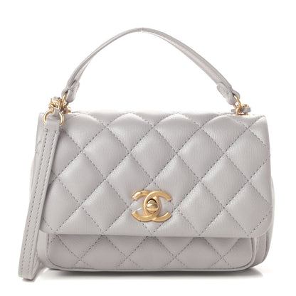 Chanel Calfskin Quilted Top Handle Flap Light Grey 1 of 12