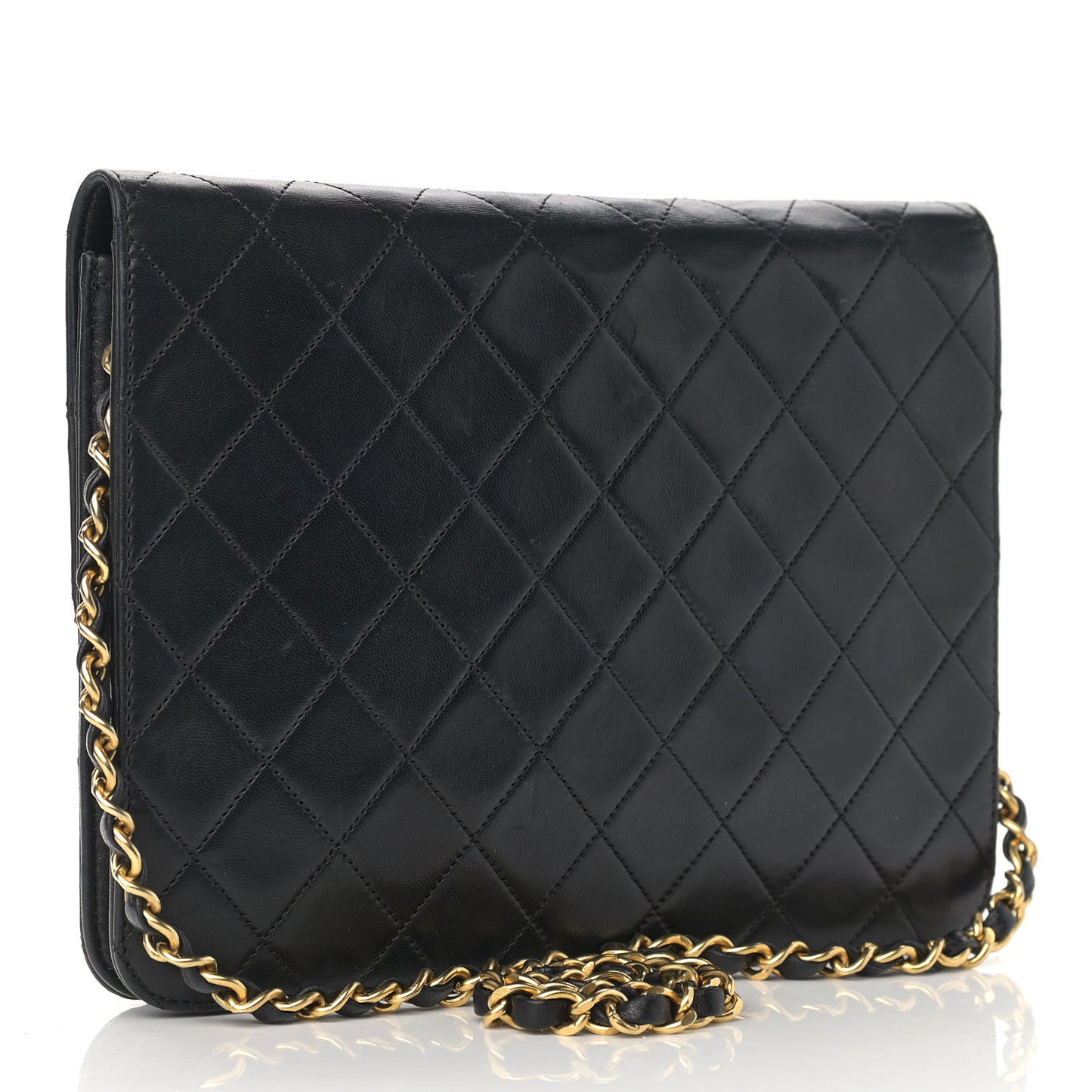 Lambskin Quilted Small Single Flap Black