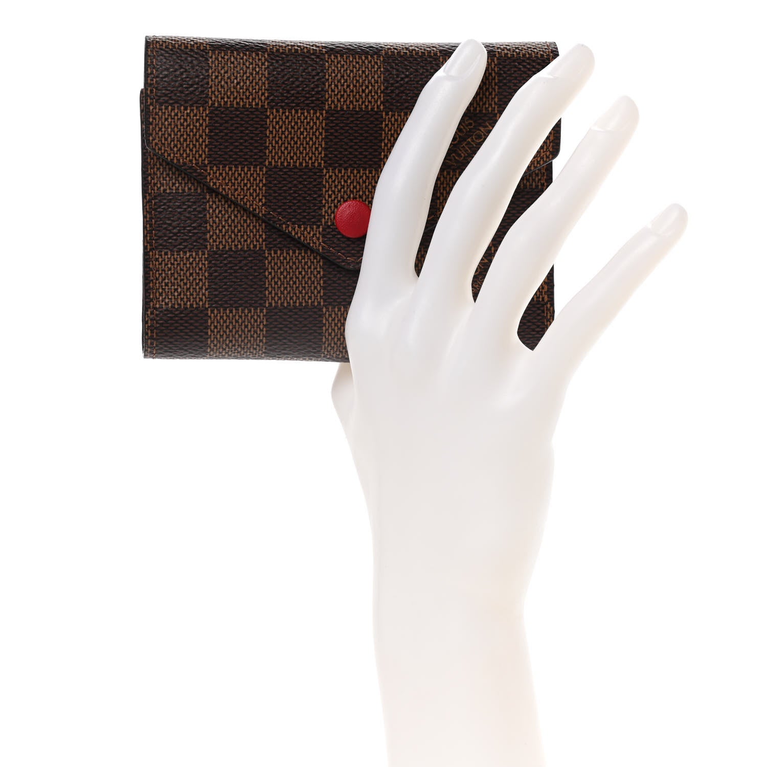 Louis Vuitton Damier Ebene Victorine Wallet Red 3 of 9