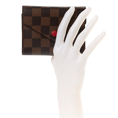 Louis Vuitton Damier Ebene Victorine Wallet Red 3 of 9