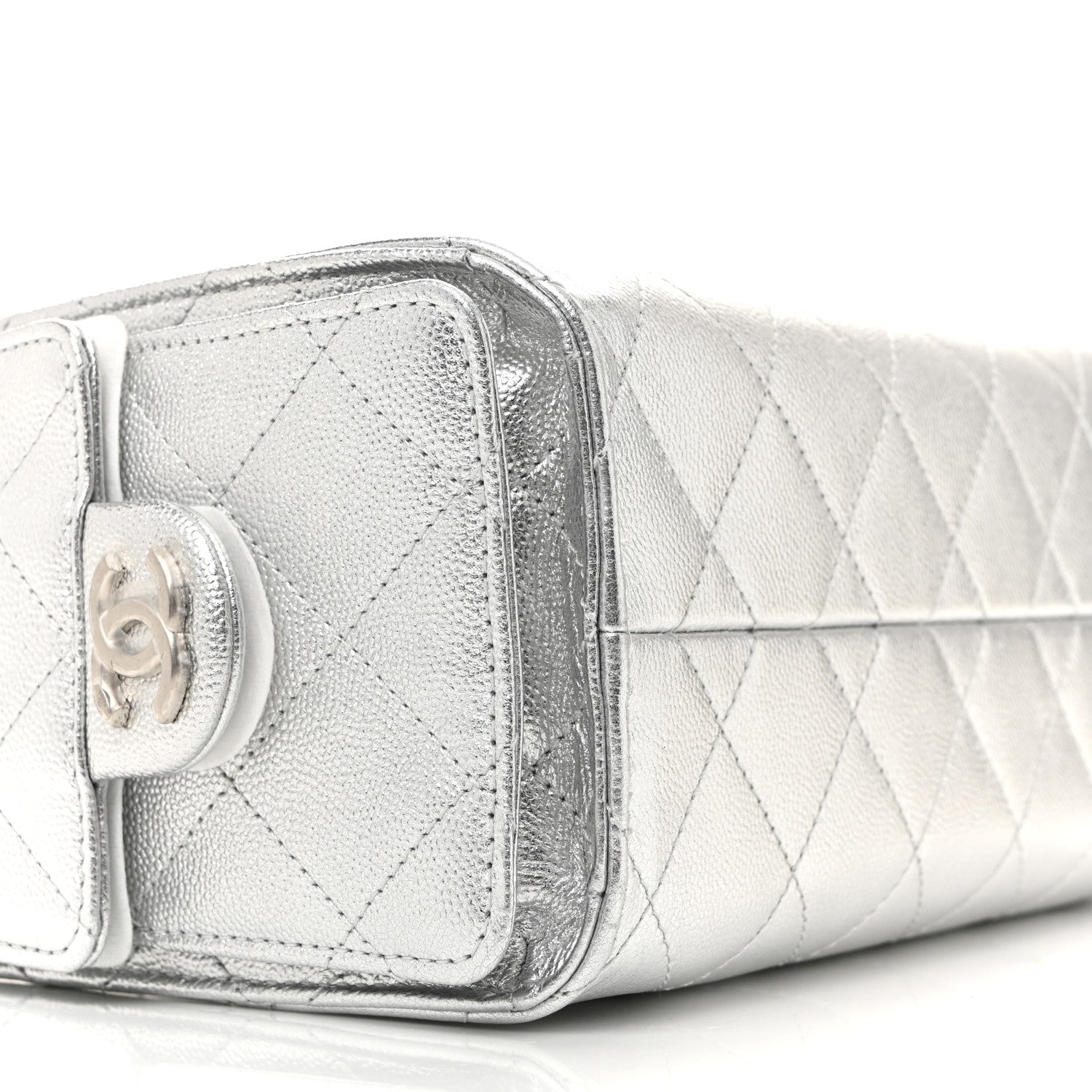 Chanel Metallic Caviar Quilted Mini Chanel 25 Handbag Silver 9 of 10