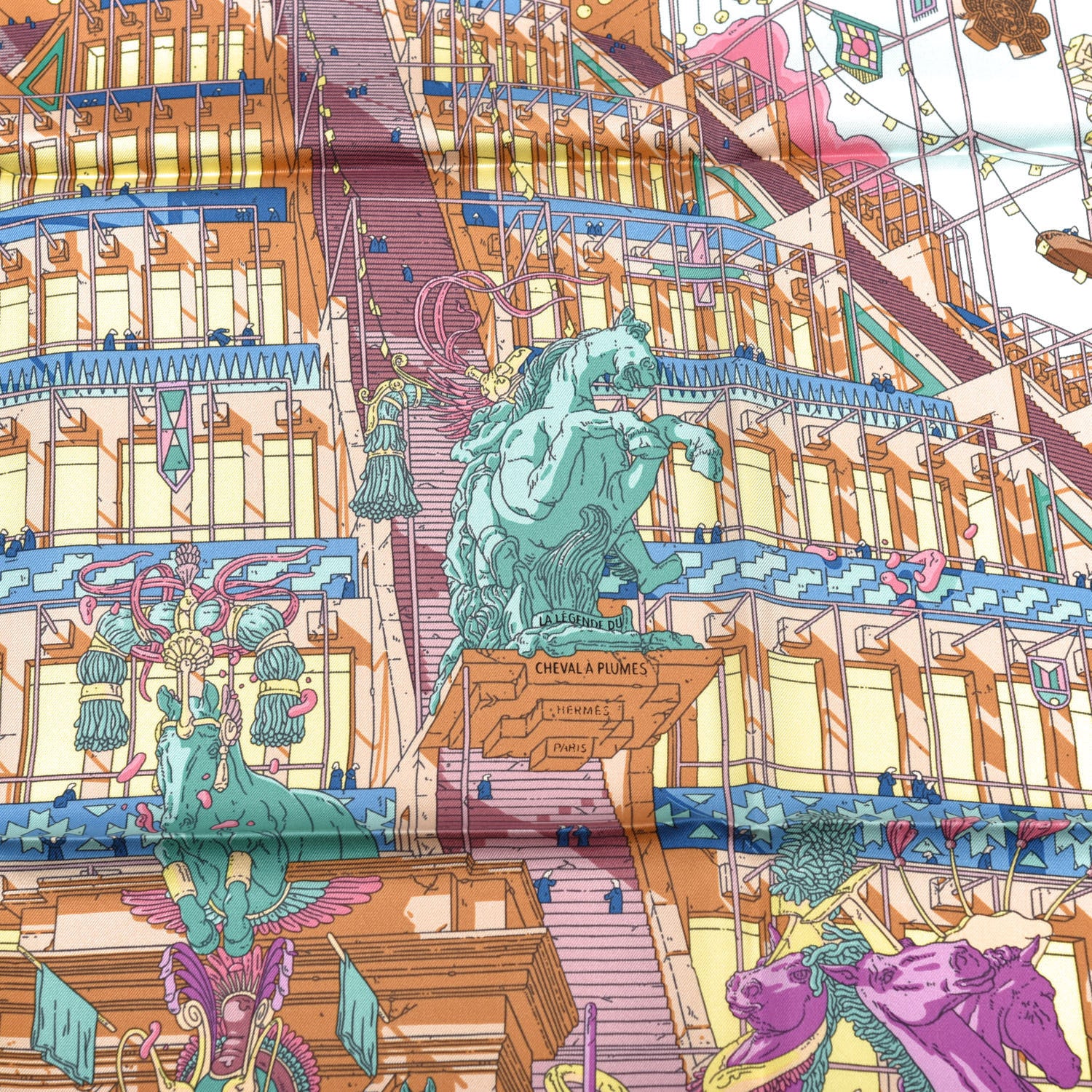 Hermes Silk La Legende Du Cheval A Plumes Scarf 90 4 of 5
