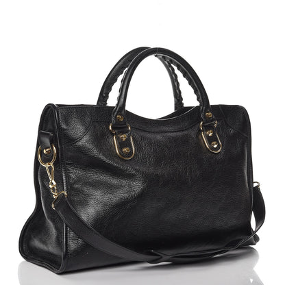 Balenciaga Chevre Gold Metallic Edge Hardware City Black 4 of 12