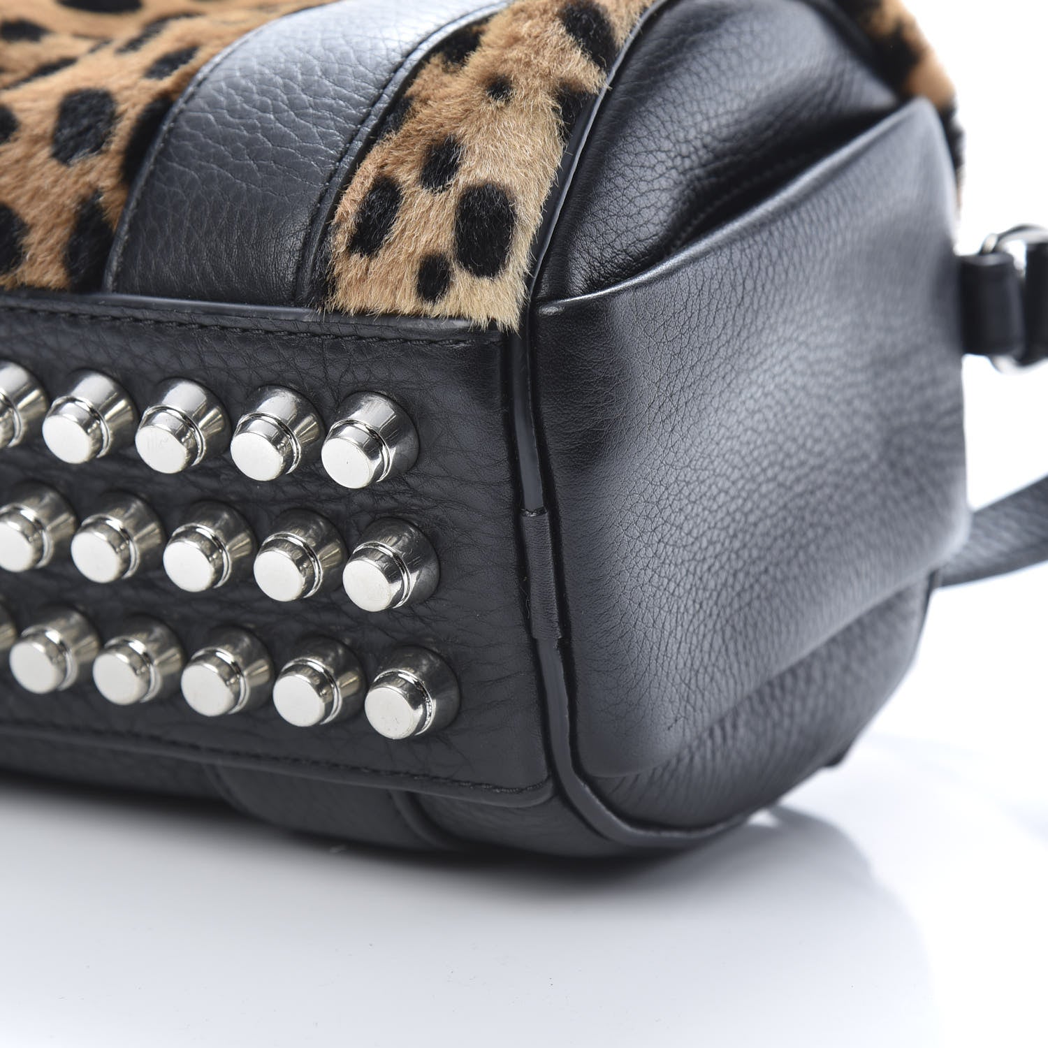 Alexander Wang Kangaroo Fur Mini Rockie Black Cheetah Rhodium Hardware 10 of 10