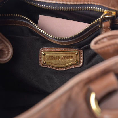 Miu Miu Vitello Lux Mini Bow Bag Brown 6 of 14