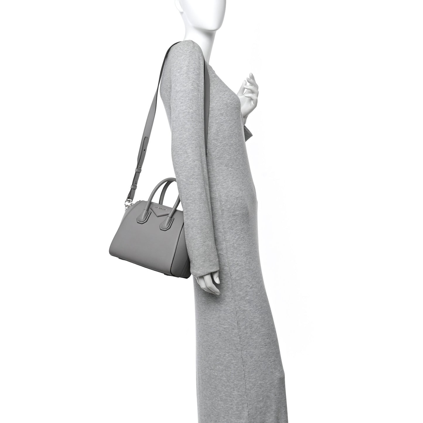 Sugar Goatskin Small Antigona Pearl Grey