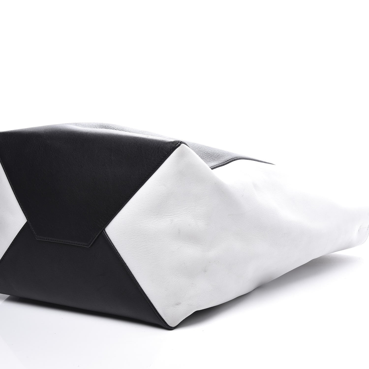 Celine Grained Calfskin Medium Horizontal Cabas Phantom Black White 8 of 11