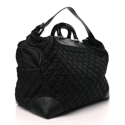 Chanel Nylon Calfskin Quilted Timeless Luggage Bag Black 3 of 11