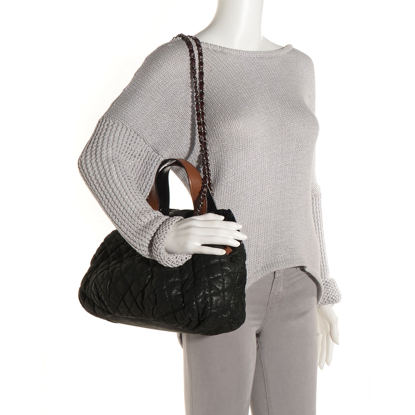 Iridescent Calfskin Small In The Mix Tote Black