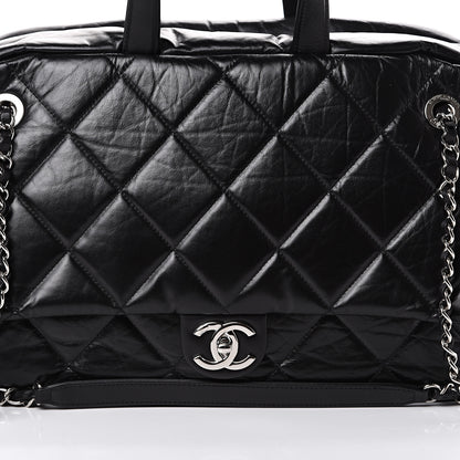 Chanel Aged Calfskin Quilted Medium Express Bowling Bag Black 7 of 10