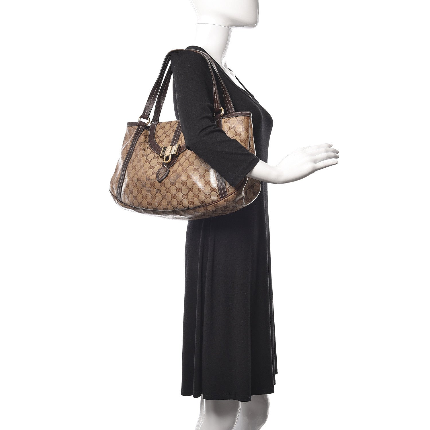 Gucci Crystal Monogram Duchessa Flap Shoulder Bag Dark Brown 2 of 19