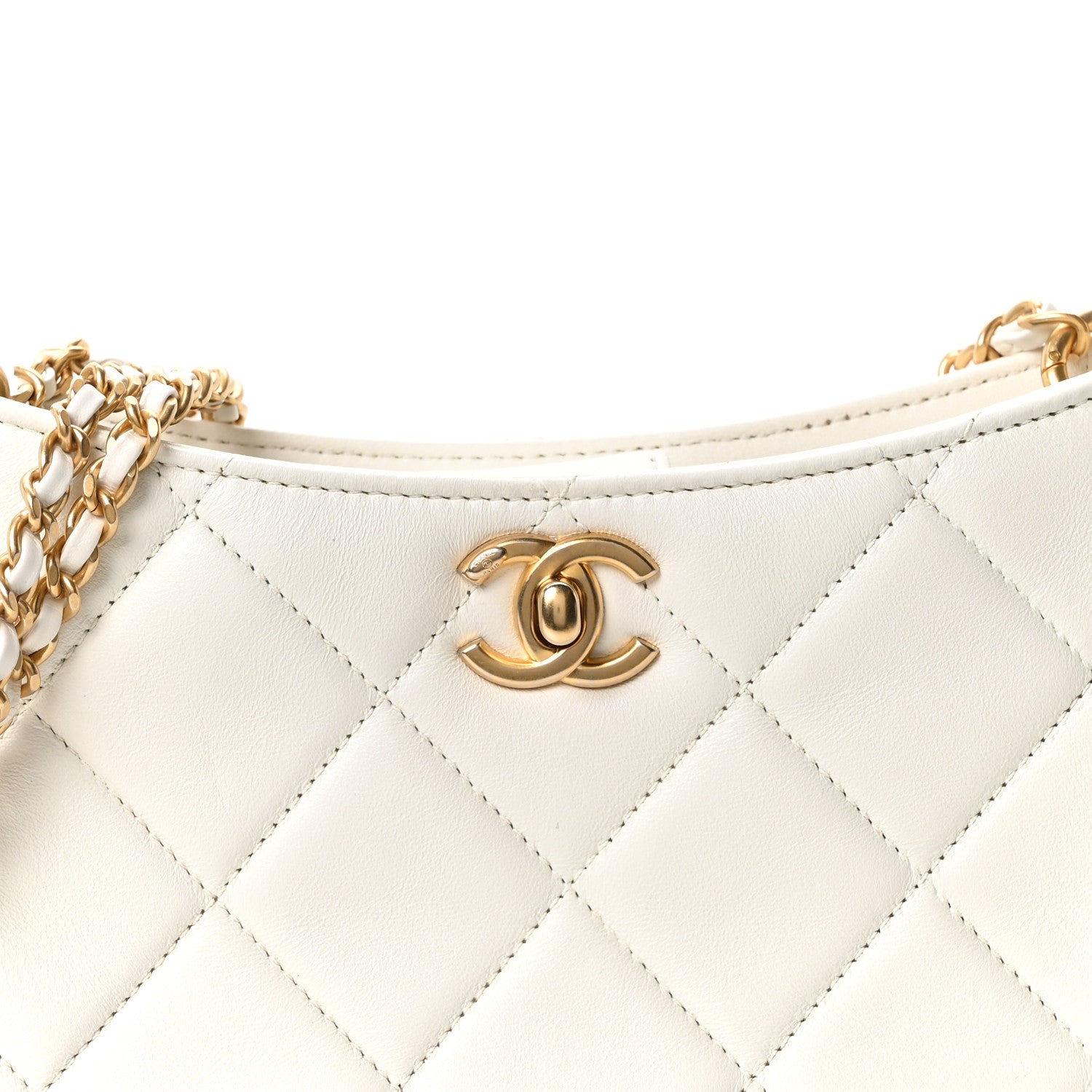 Chanel Lambskin Quilted Mini Pearl Crush Hobo White 1894105