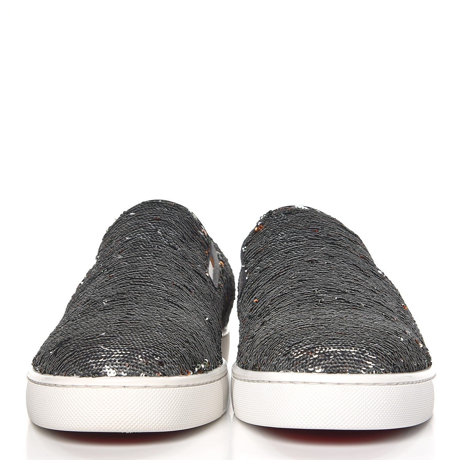 Christian Louboutin Mens Paillette Caresse Boat Man Flats 42 Silver Verde 2 of 9