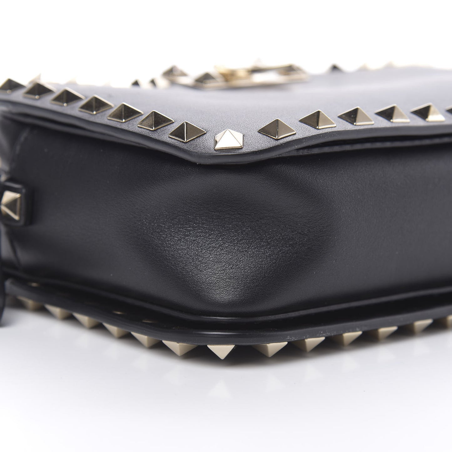 Vitello Rockstud Flip Lock Camera Crossbody Bag Black