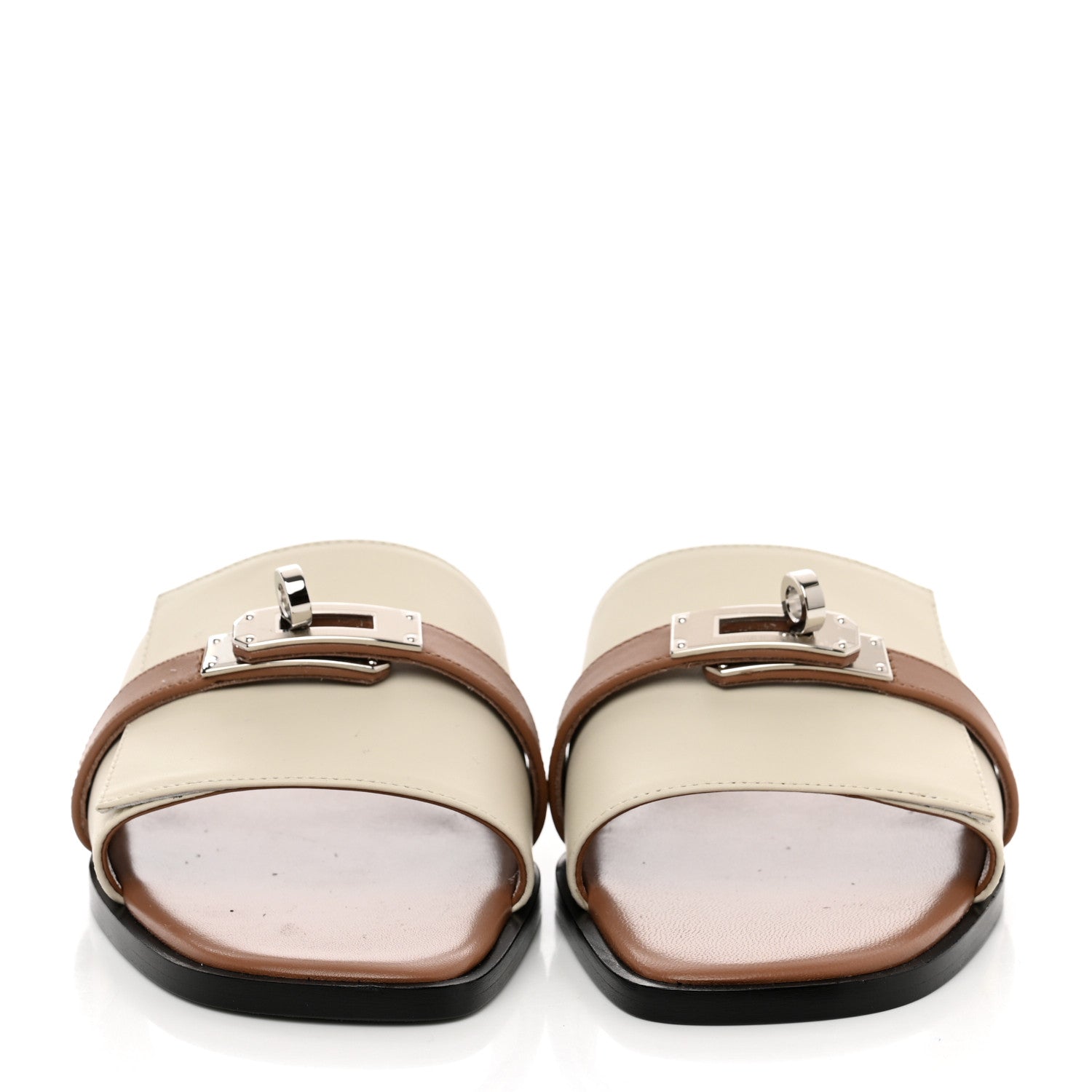 Hermes Calfskin Giulia Sandals 37 Beige Glaise Rose Perle 2 of 9