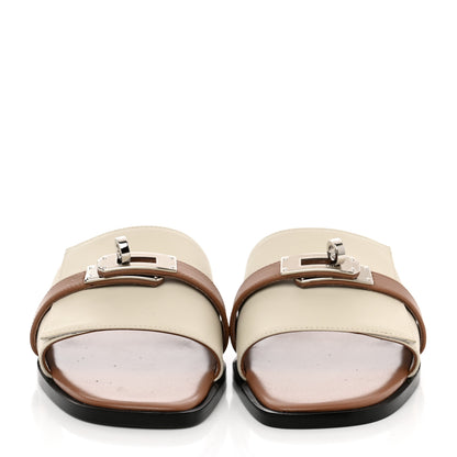 Hermes Calfskin Giulia Sandals 37 Beige Glaise Rose Perle 2 of 9