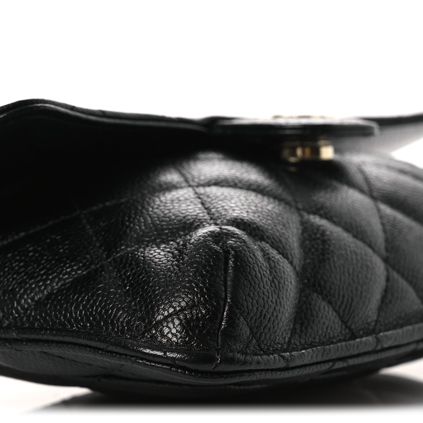 Caviar Fabric Foldable Tote Bag With Chain Black Multicolor