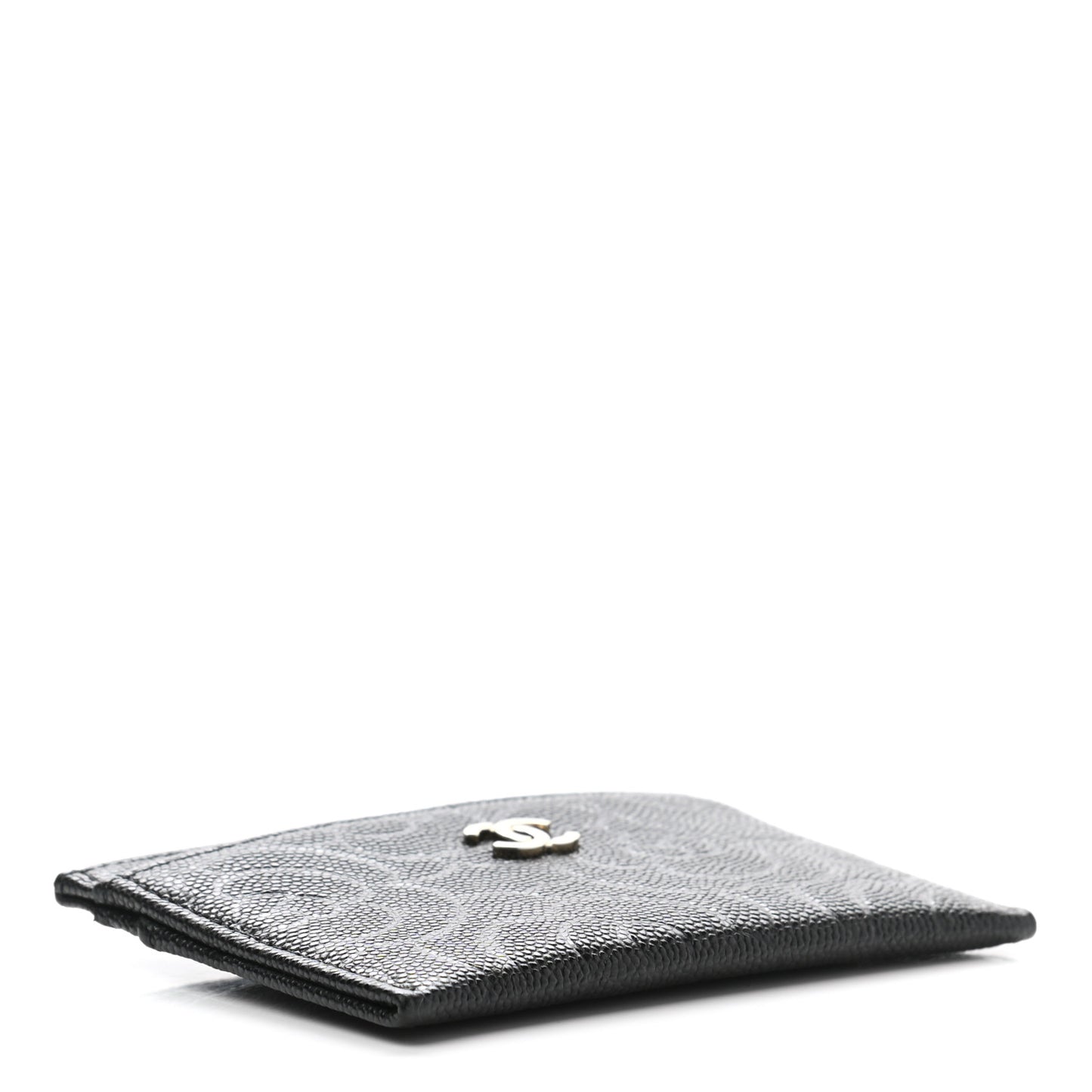 Caviar Camellia Embossed Card Holder Black