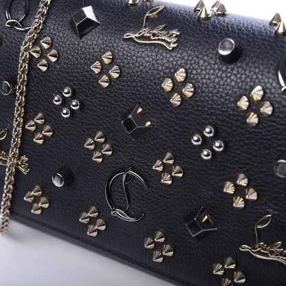Christian Louboutin Grained Calfskin Spikes Loubinthesky Paloma Wallet On Chain Black Multimetal 11 of 11