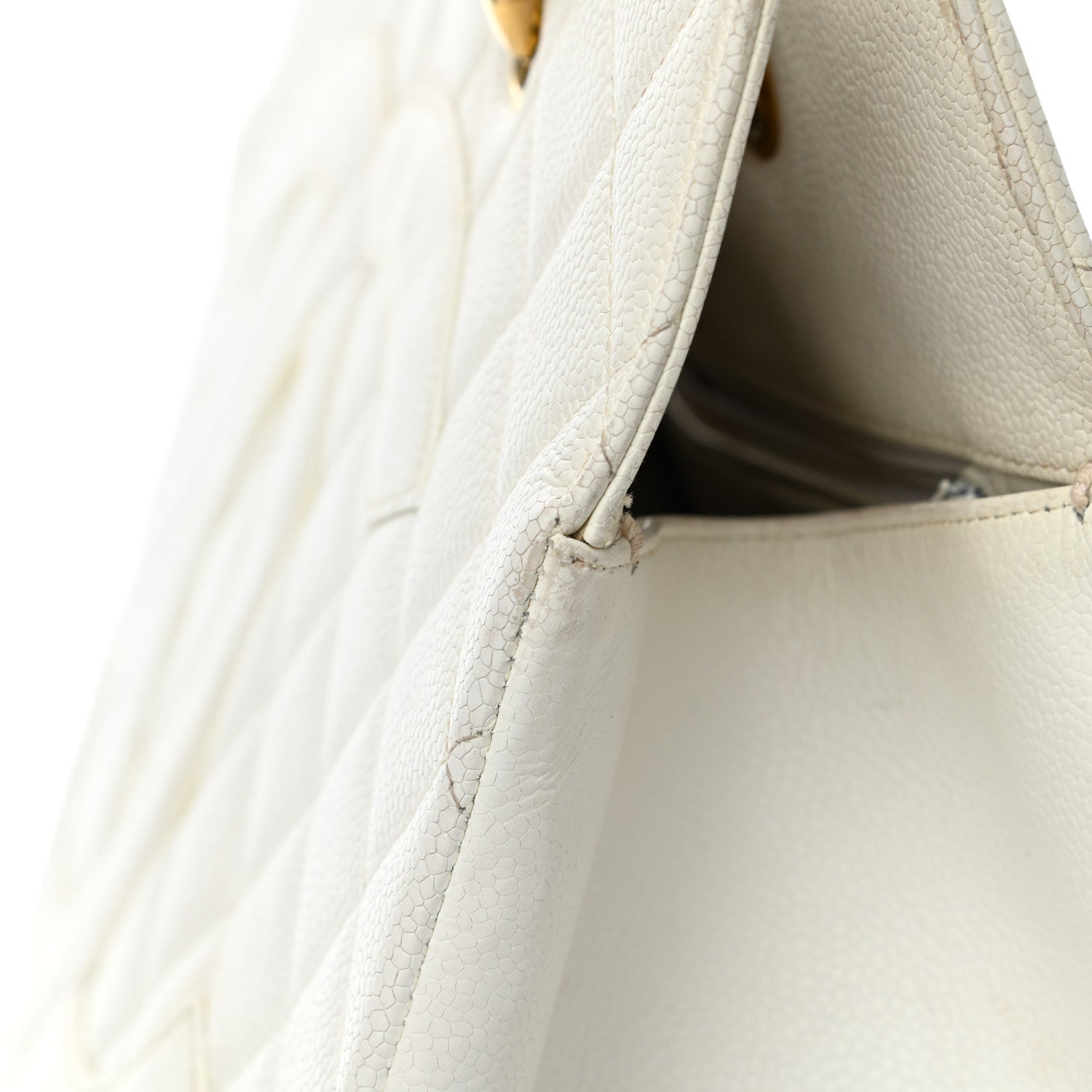 Chanel Caviar Quilted CC Tote White 15 of 16