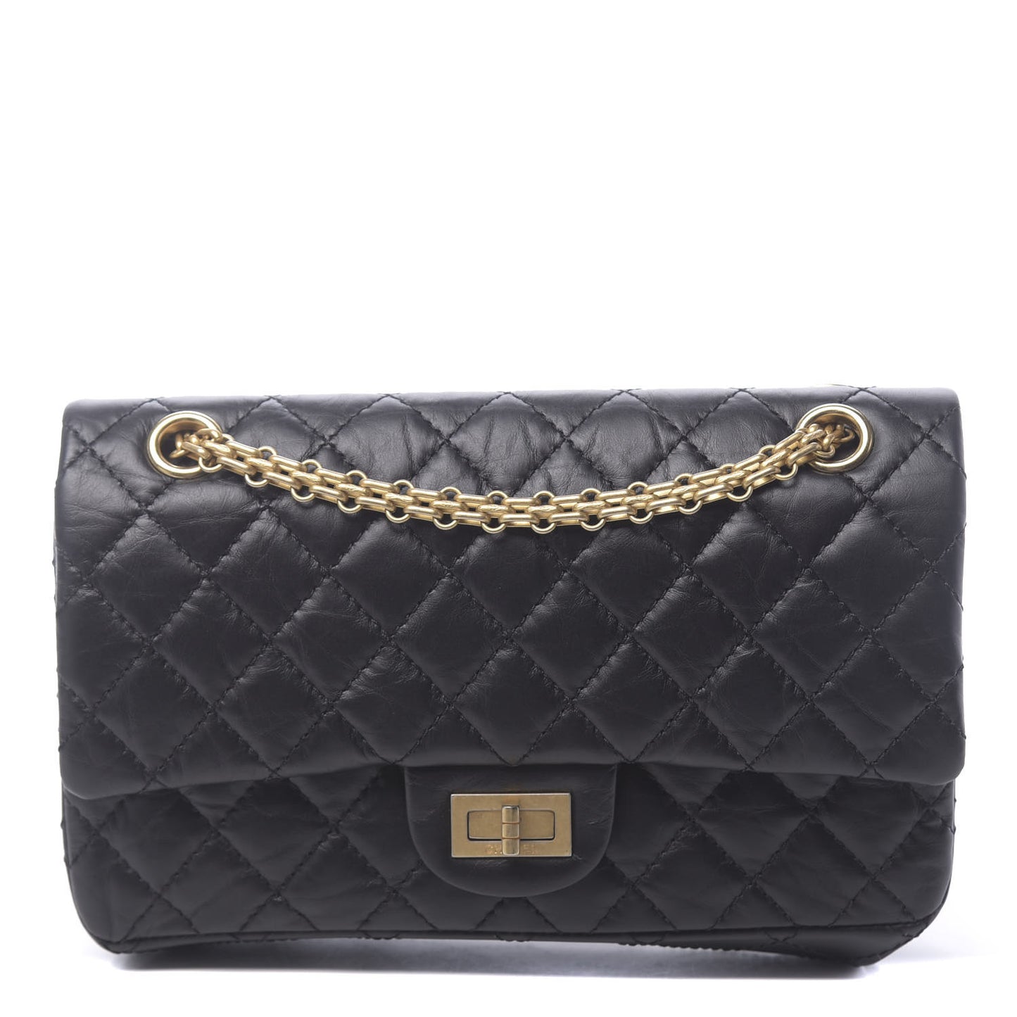 Aged Calfskin Quilted 2.55 Reissue 225 Flap Black