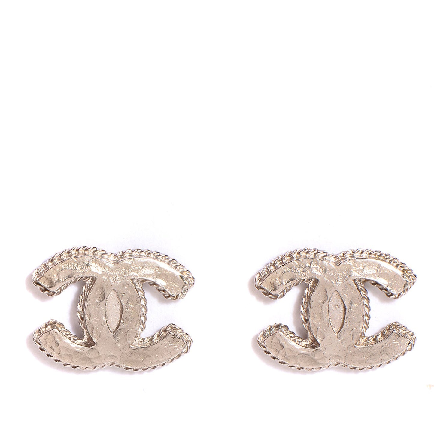 Hammered CC Earrings Silver