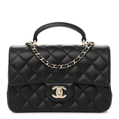 Chanel Lambskin Quilted Mini Top Handle Rectangular Flap Black 1 of 11