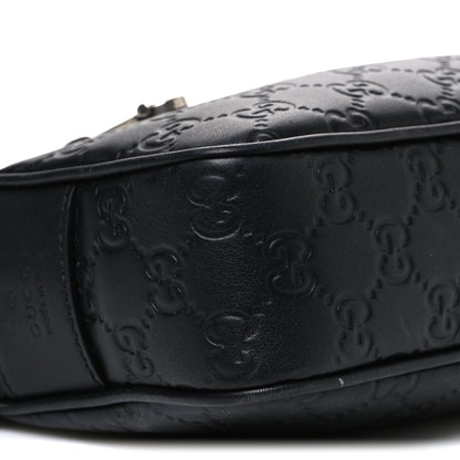 Gucci GG Calfskin Embossed Emblem Small Crossbody Bag Black 8 of 10