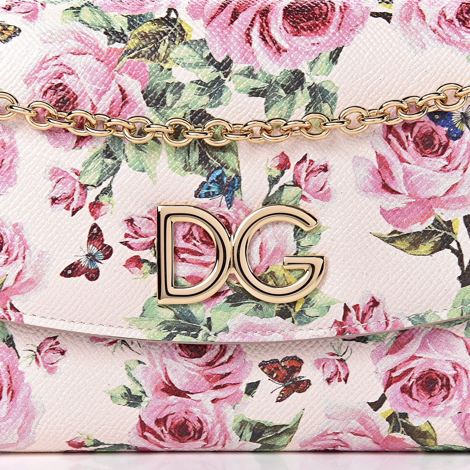 Dolce & Gabbana Dauphine Rose Print Wallet On Chain Pink 9 of 9