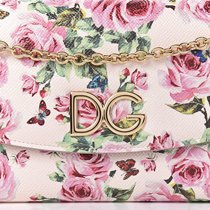 Dolce & Gabbana Dauphine Rose Print Wallet On Chain Pink 9 of 9