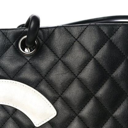 Chanel Calfskin Quilted Large Cambon Tote Black White 11 of 14