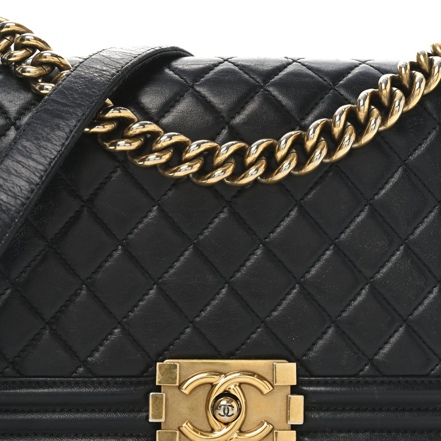 Calfskin Quilted Medium Boy Flap Black