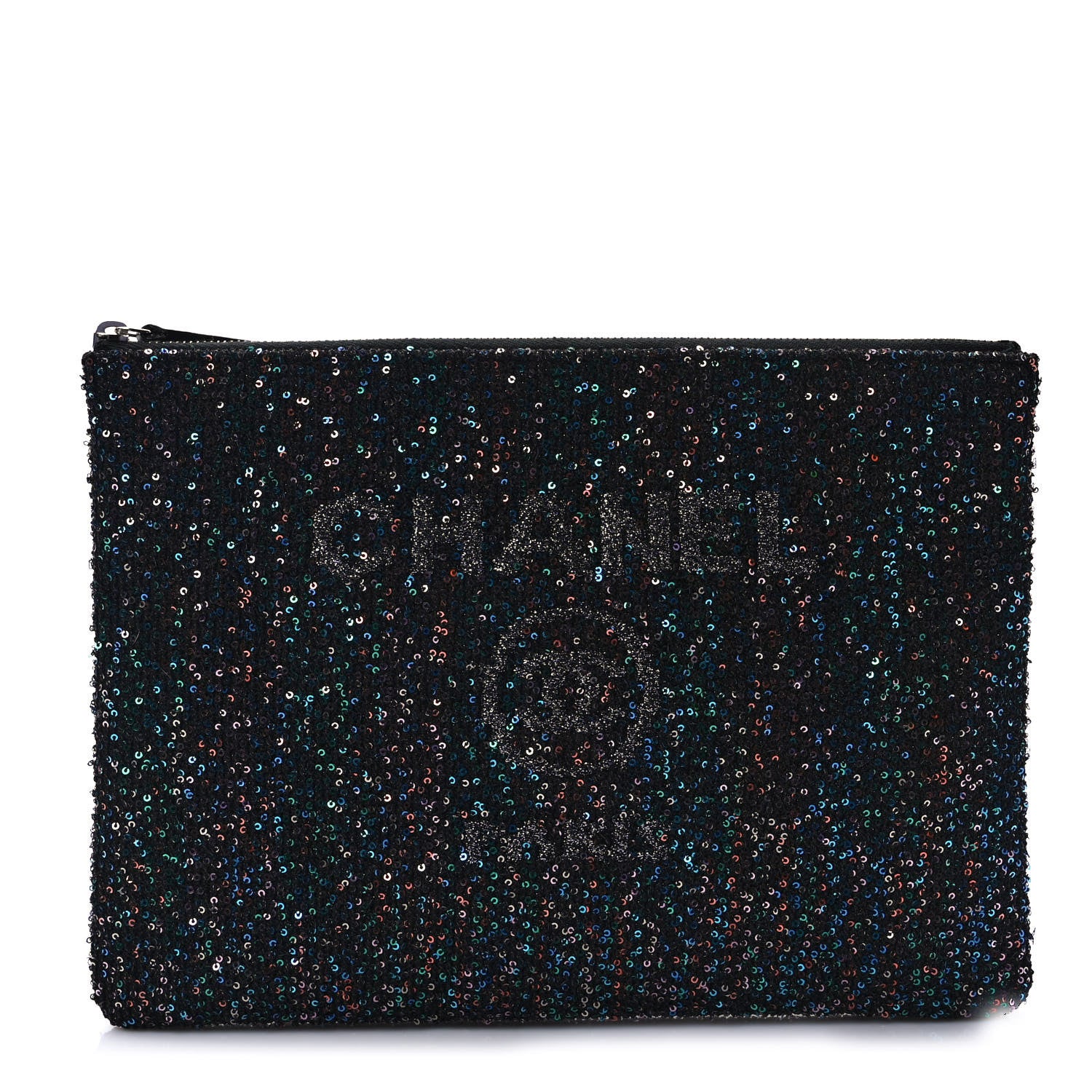 Chanel Canvas Sequin Medium Deauville Cosmetic Pouch Black 1 of 7
