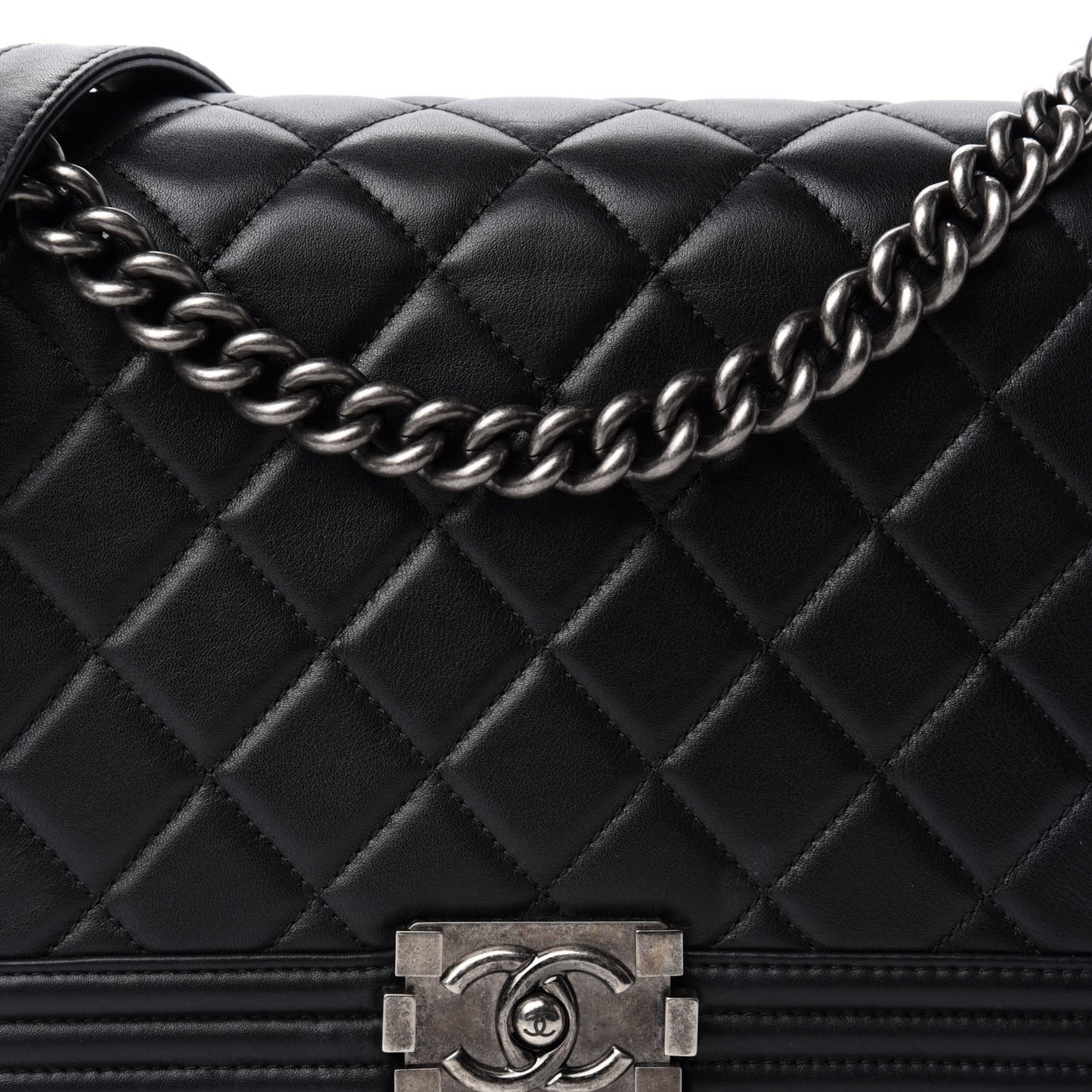 Lambskin Quilted New Medium Boy Flap Black